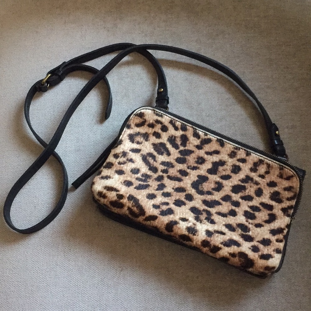 Madewell Leopard Print Crossbody Bag - Black and Brown